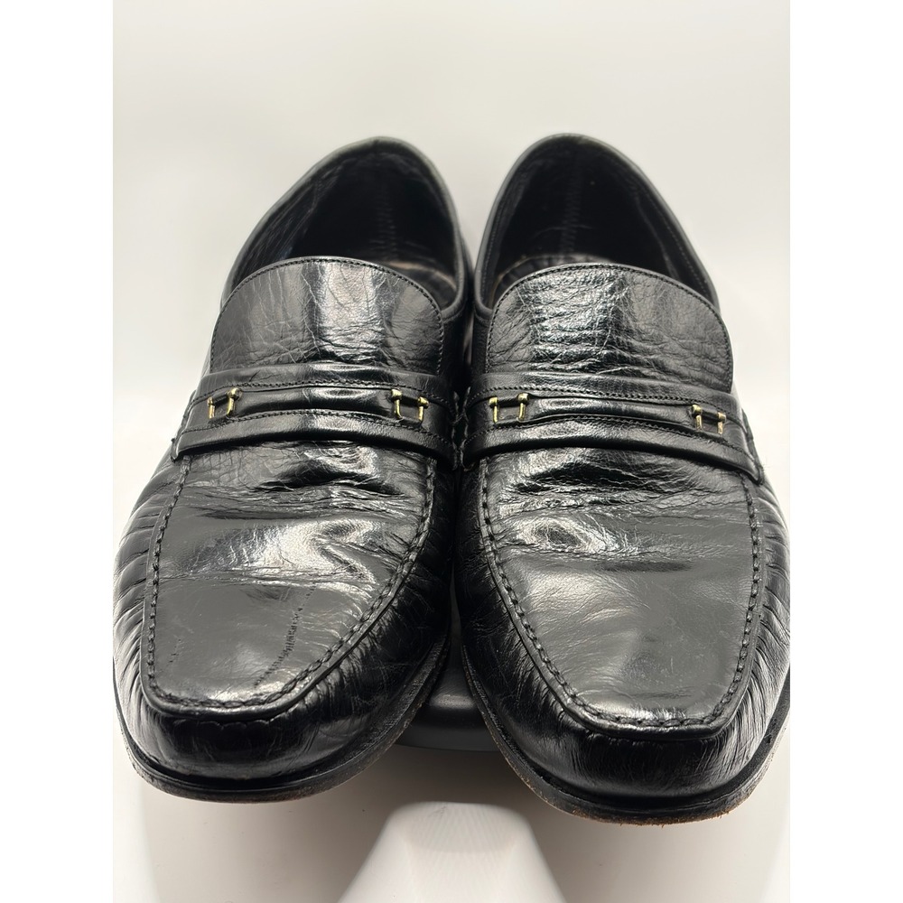 Florsheim Imperial Mens Black Leather Moc Toe Loafers Gold Hardware 9 D 23202